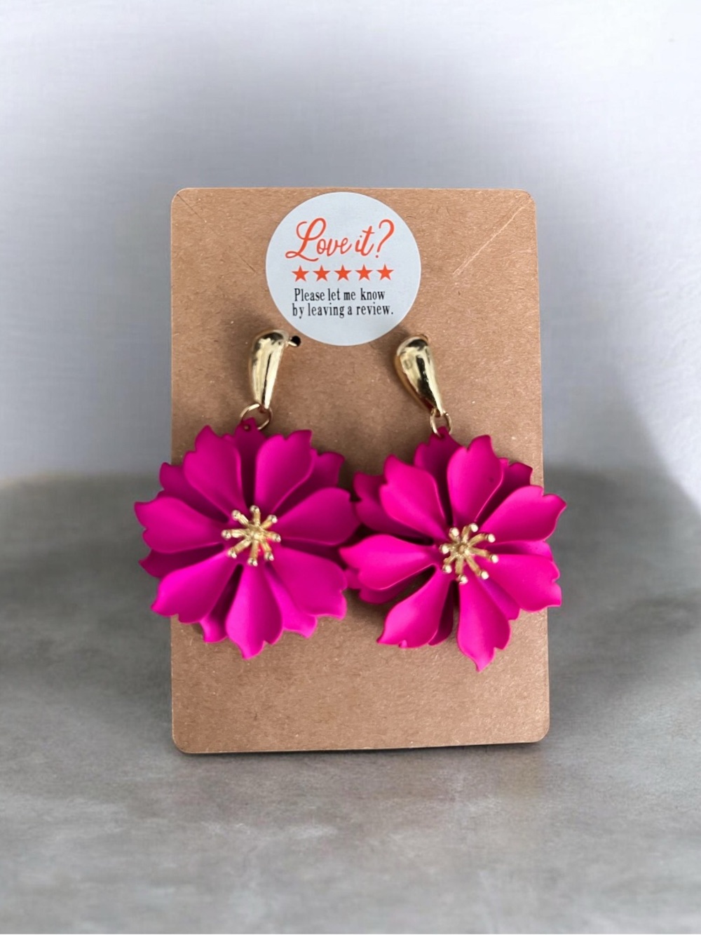 Bold Fuchsia Flower Drop Earrings